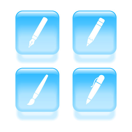 Glassy drawing icons. Vector illustrationのイラスト素材