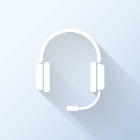 Flat headset icon with long shadow. Vector illustrationのイラスト素材