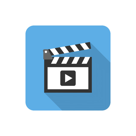 Flat video icon with long shadow. Vector illustrationのイラスト素材