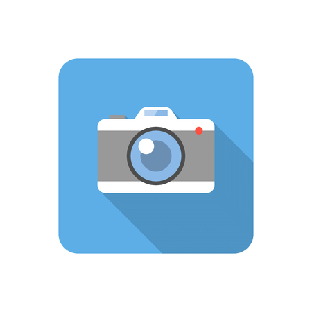 Flat camera icon with long shadow. Vector illustrationのイラスト素材