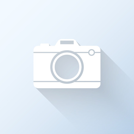 Flat camera icon with long shadow. Vector illustrationのイラスト素材