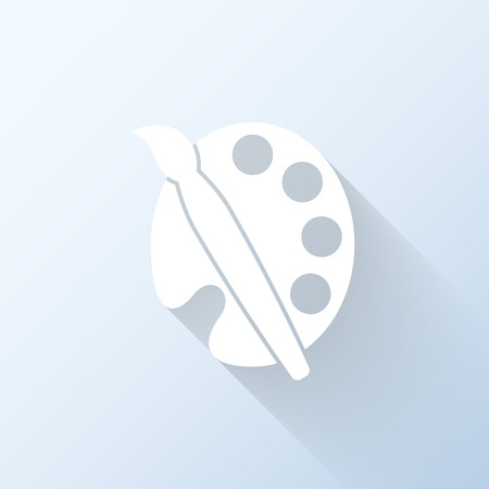 Flat palette and paints icon with long shadow. Vector illustrationのイラスト素材