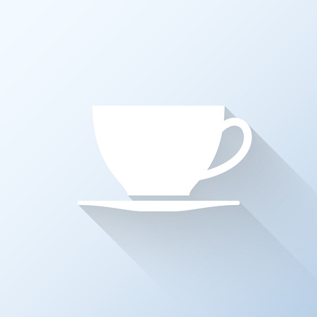 Flat coffee cup icon with long shadow. Vector illustrationのイラスト素材