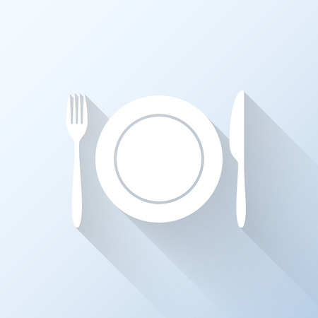 Flat dining icon with long shadow. Vector illustrationのイラスト素材
