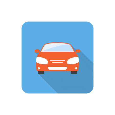 Flat car icon with long shadow. Vector illustrationのイラスト素材