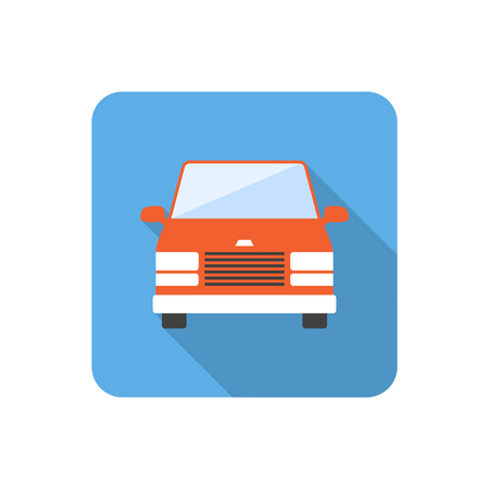 Flat minibus icon with long shadow. Vector illustrationのイラスト素材
