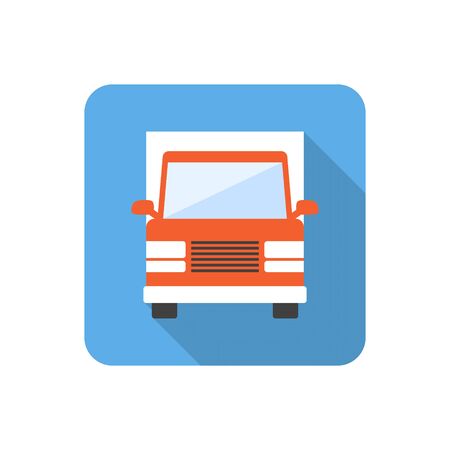 Flat truck icon with long shadow. Vector illustrationのイラスト素材
