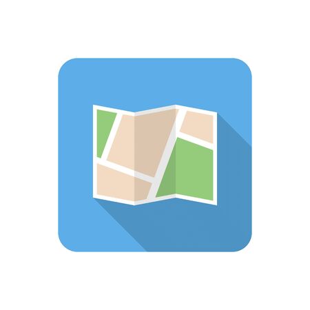 Flat map icon with long shadow. Vector illustrationのイラスト素材