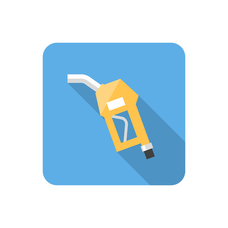 Flat fuel pump nozzle icon with long shadow. Vector illustrationのイラスト素材