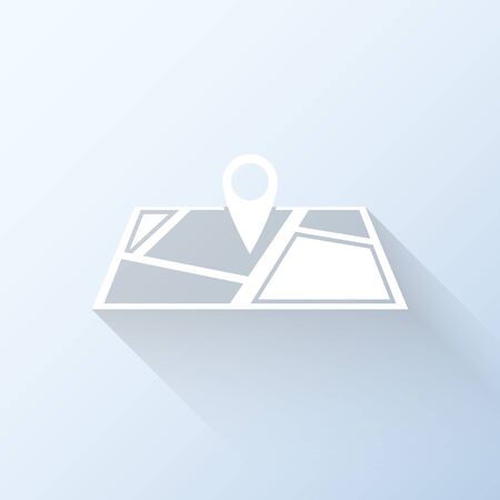 Flat map icon with long shadow. Vector illustrationのイラスト素材