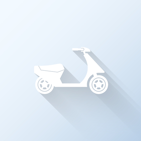 Flat scooter icon with long shadow. Vector illustrationのイラスト素材