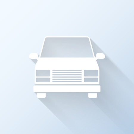Flat minibus icon with long shadow. Vector illustrationのイラスト素材
