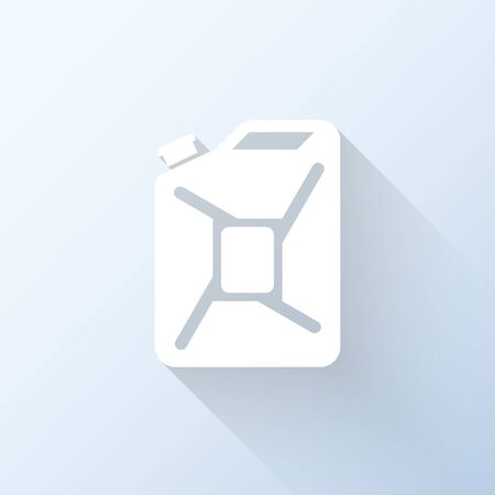 Flat jerrycan icon with long shadow. Vector illustrationのイラスト素材