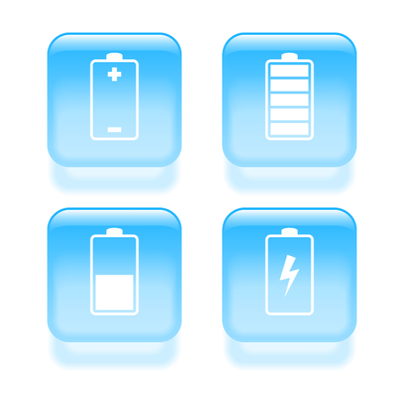 Glassy battery icons. Vector illustrationのイラスト素材