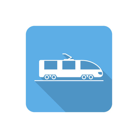 Flat train icon with long shadow. Vector illustrationのイラスト素材
