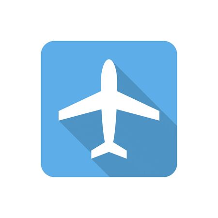 Flat airplane icon with long shadow. Vector illustrationのイラスト素材