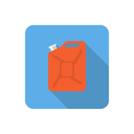 Flat jerrycan icon with long shadow. Vector illustrationのイラスト素材