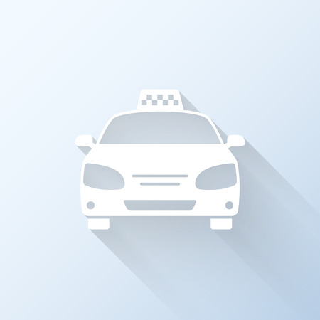 Flat taxi icon with long shadow. Vector illustrationのイラスト素材