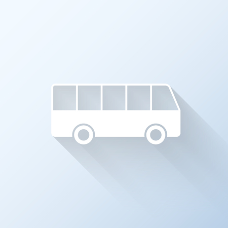 Flat bus icon with long shadow. Vector illustrationのイラスト素材