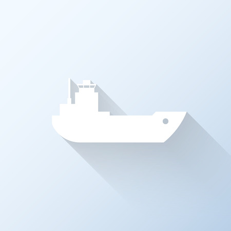 Flat ship icon with long shadow. Vector illustrationのイラスト素材