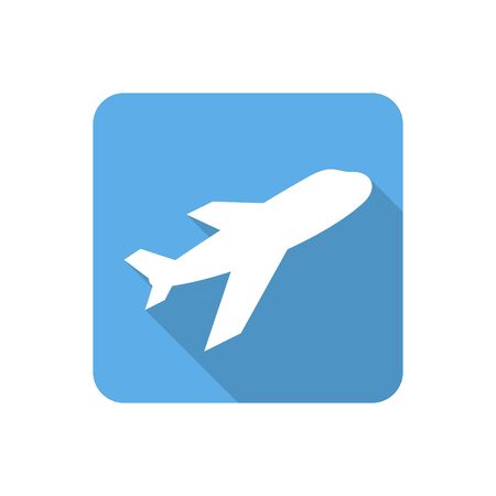 Flat airplane icon with long shadow. Vector illustrationのイラスト素材