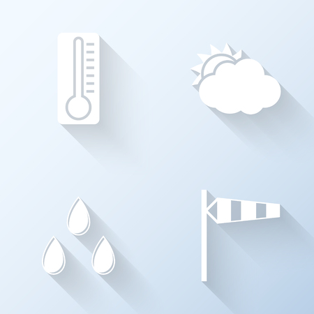 Flat weather icons with long shadows. Vector illustrationのイラスト素材
