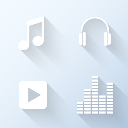 Flat music icons with long shadows. Vector illustrationのイラスト素材