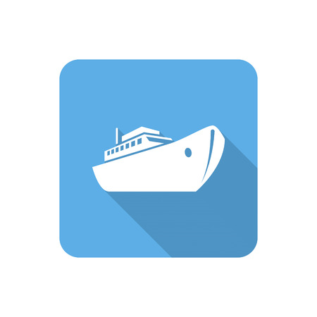 Flat ship icon with long shadow. Vector illustrationのイラスト素材