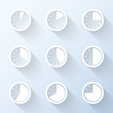 Flat time interval icons with long shadows. Vector illustrationのイラスト素材