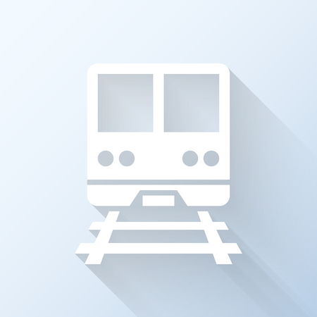 Flat train icon with long shadow. Vector illustrationのイラスト素材