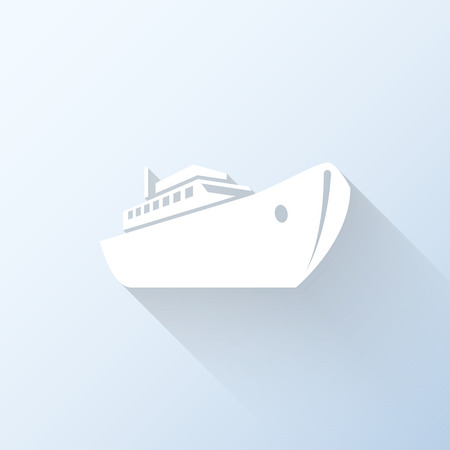 Flat ship icon with long shadow. Vector illustrationのイラスト素材