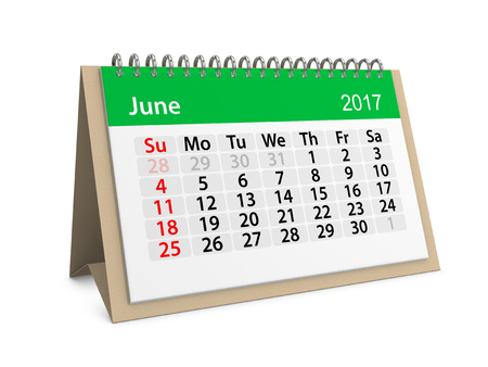 Monthly table calendar for June 2017. 3d illustrationの写真素材