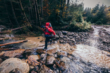 A pile of dirt in a rocky areaの写真素材