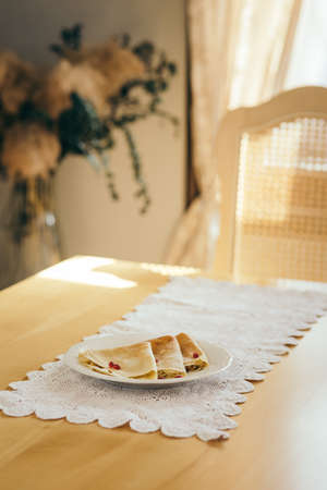 A piece of cake sitting on top of a table