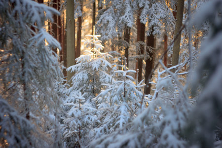 A close up of a tree covered in snowの写真素材