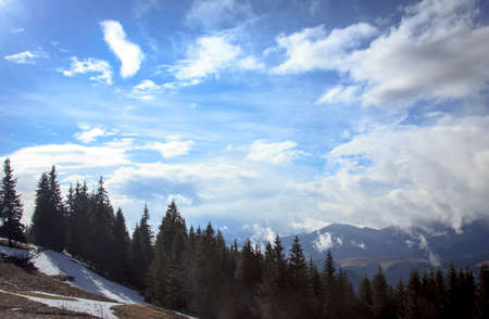 A close up of a snow covered mountainの写真素材