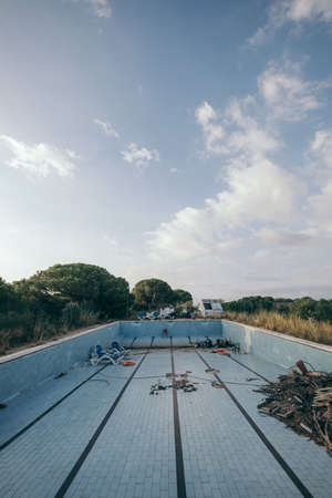 A train is on the side of a roadの写真素材