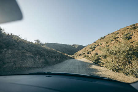 A car driving on a roadの写真素材