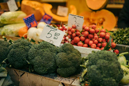 A close up of many different vegetables on display