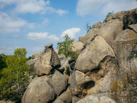 A close up of a large rockの写真素材