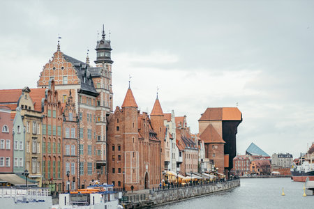 A large body of water with a city in the backgroundの写真素材