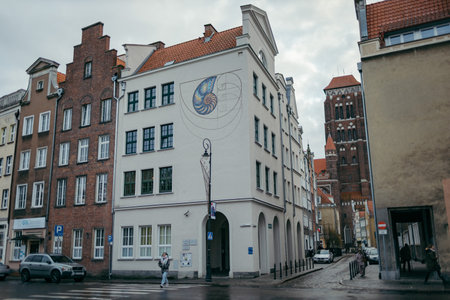 A city street in front of a buildingの写真素材