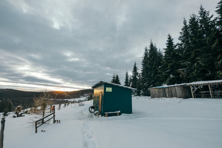 A train covered in snowの写真素材