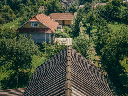 A house with trees in the backgroundの写真素材