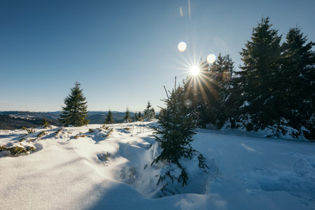A man riding on top of a snow covered slopeの写真素材