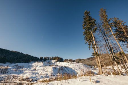 A snow covered bridge travelの写真素材
