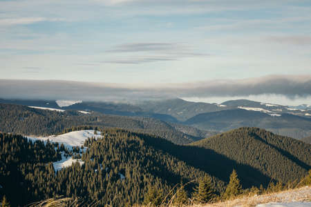 A large mountain in the backgroundの写真素材