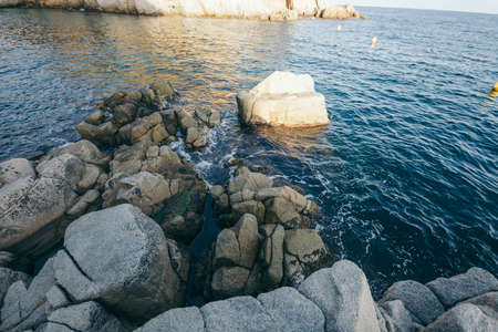 Water next to the rockの写真素材
