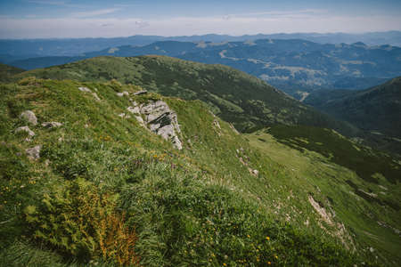 A view of the side of a mountainの写真素材