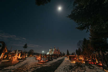 A lit up bridge at nightの写真素材